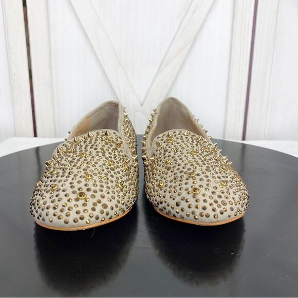 Steve Madden Graanite Studded Loafer Flats Beige Gold 7 - Picture 6 of 12